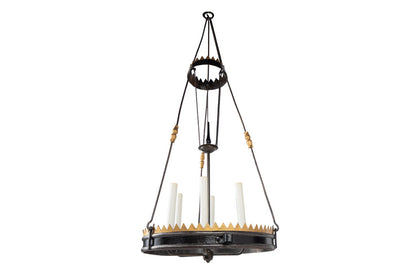 Painted And Gilt Iron Six Light Chandelier, England 17th Century. Default
