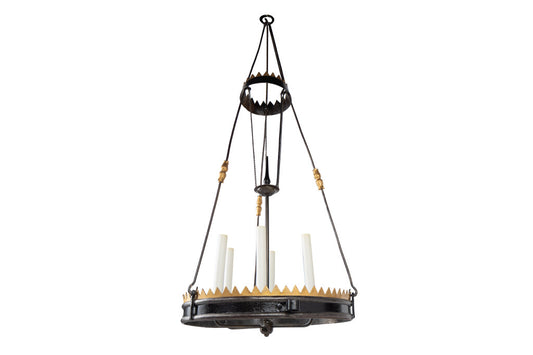 Painted And Gilt Iron Six Light Chandelier, England 17th Century. Default