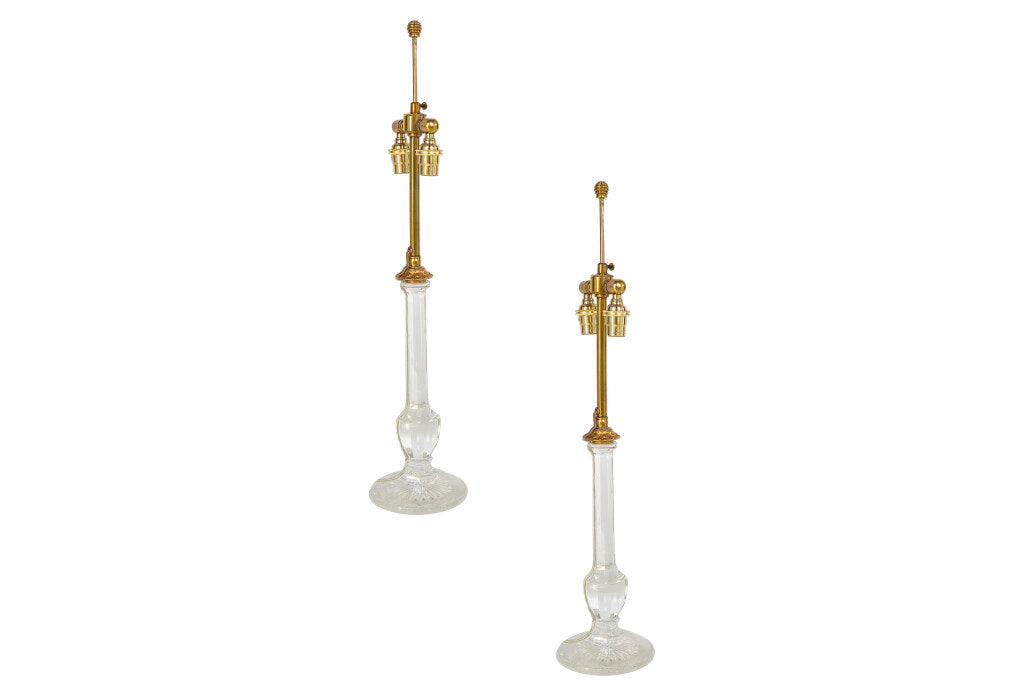 Cut Crystal "Crick" Dressing Table Lamps, England 19th Century Default