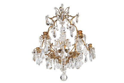 Gilt Iron And Crystal Center Floral Motif Six Light Chandelier Default