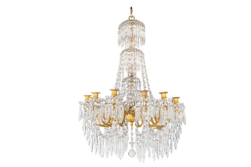 Gilt Bronze And Cut Crystal BACCARAT Twelve Light Chandelier, Fr