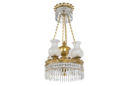 Gilt Bronze And Cut Crystal Regency  Argand Four Light  Chandeli Default