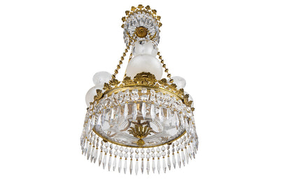 Gilt Bronze And Cut Crystal Regency  Argand Four Light  Chandeli Default