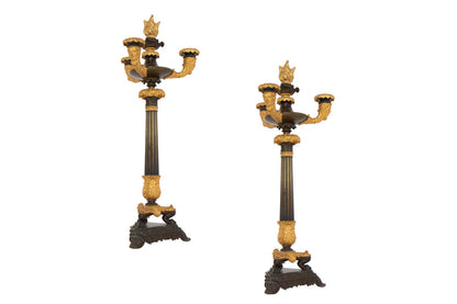 Black And Gilt Bronze Louis Philippe Three Light Candelabra, Fra Default