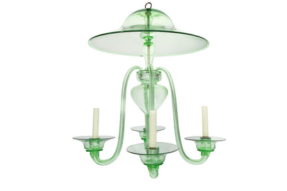 Venetian Green Colored Glass J Arm Chandelier With Smoke Bell, I Default