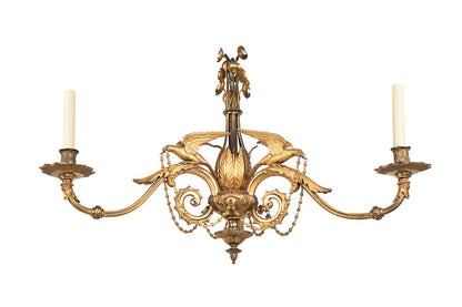 Gilt Bronze Parrot Motif Victorian Three Light Chandelier, Engla Default