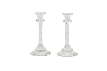 Cut Crystal Candlesticks With Scalloped Bases, England 19th Cent Default
