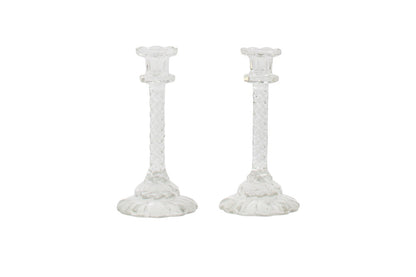 Cut Crystal Candlesticks With Scalloped Bases, England 19th Cent Default