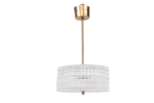 Molded Glass and Polished Brass Two Light Pendant, Denmark 20th Default