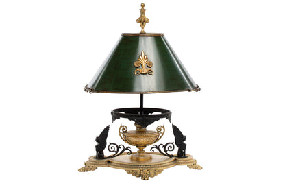 Black And Gilt Bronze Two Light Bouillotte By ELKINGTON, England Default