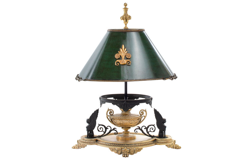 Black And Gilt Bronze Two Light Bouillotte By ELKINGTON, England Default