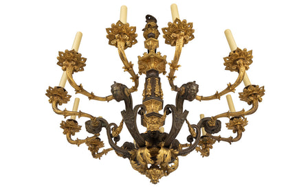 Gilt And Patinated Bronze Charles X Twelve Light Chandelier With Default