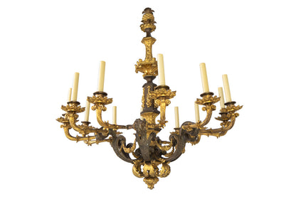 Gilt And Patinated Bronze Charles X Twelve Light Chandelier With Default