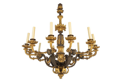 Gilt And Patinated Bronze Charles X Twelve Light Chandelier With Default