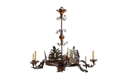 Polychrome Tole and Iron Six  Light Chandelier, Italy late 19th Default