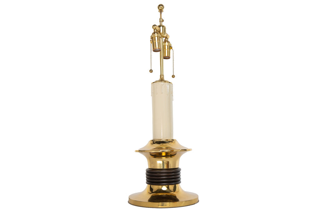 Polished And Patinated Brass Table Lamp, Italy 20th Century Default