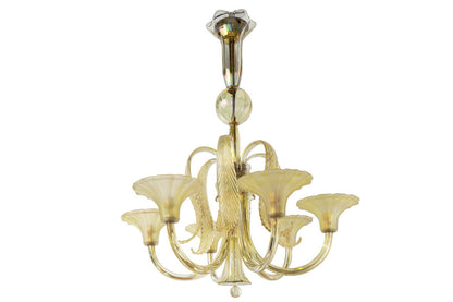 Venetian Iridescent Colored Glass Six Light Chandelier With Feat Default