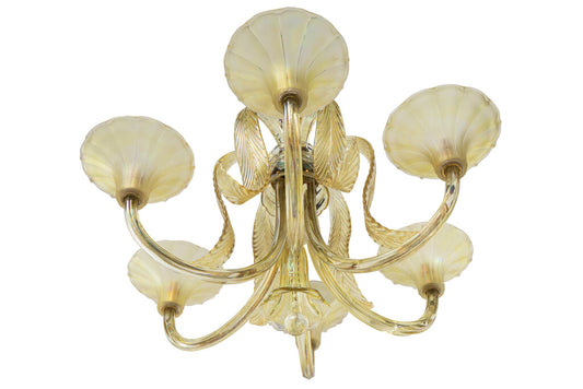 Venetian Iridescent Colored Glass Six Light Chandelier With Feat Default