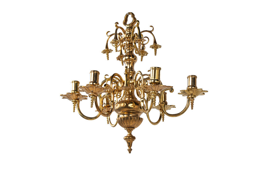 Polished Brass Baroque Style Six Light Chandelier With Candle Re Default
