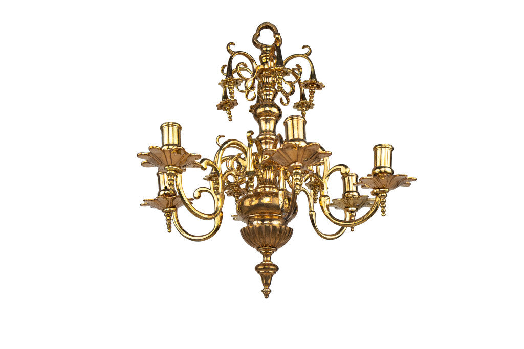 Polished Brass Baroque Style Six Light Chandelier With Candle Re Default