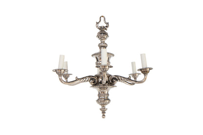 Silvered Bronze Adam Style  Six Light Chandelier, England Early Default