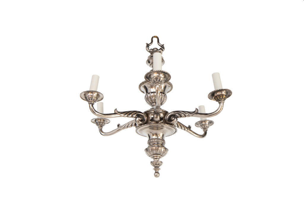 Silvered Bronze Adam Style  Six Light Chandelier, England Early Default