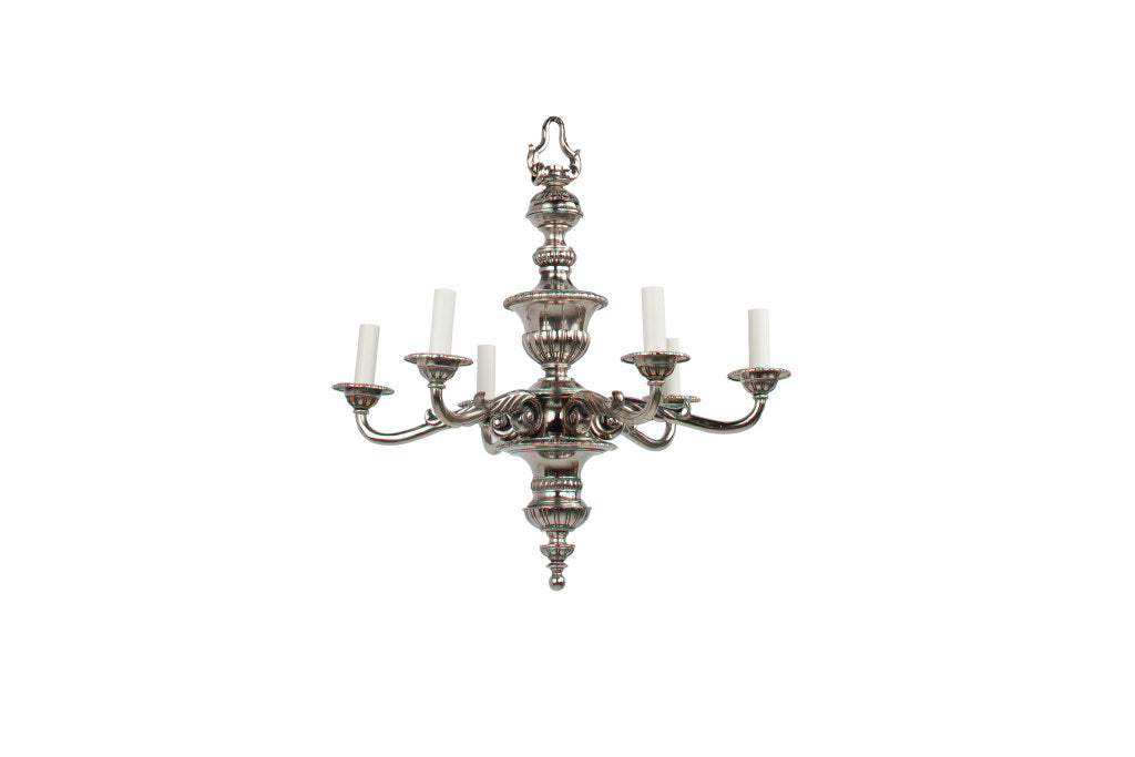 Silvered Bronze Adam Style  Six Light Chandelier, England Early Default