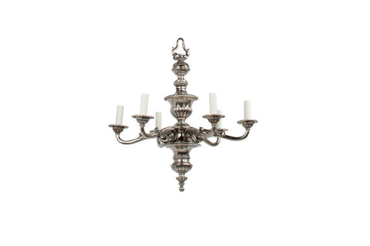 Silvered Bronze Adam Style  Six Light Chandelier, England Early Default