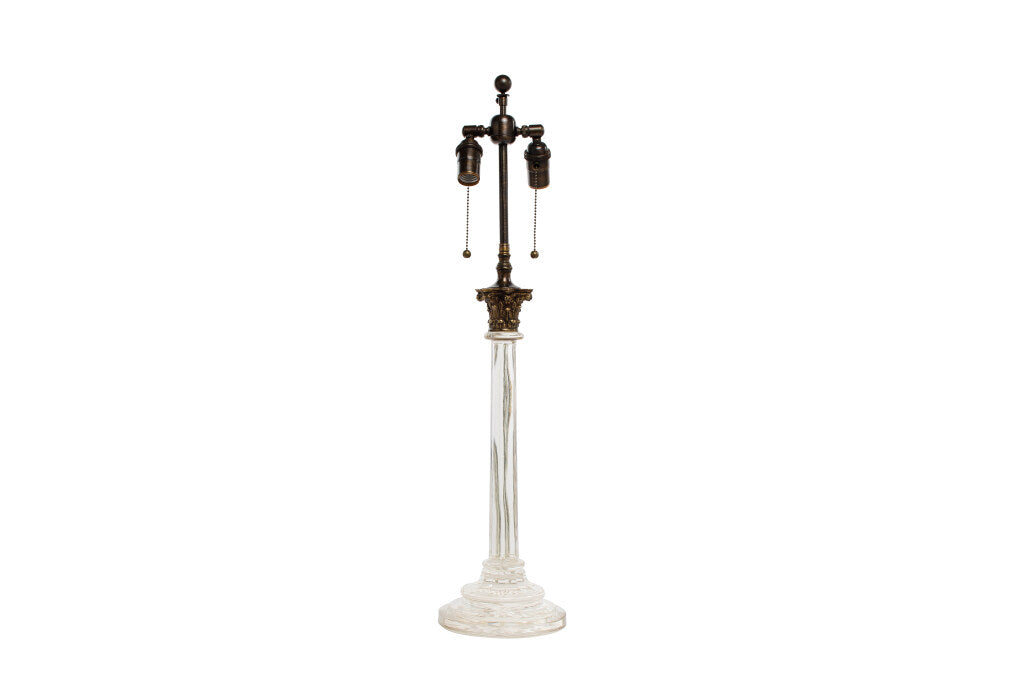 Cut Crystal Regency Column Table Lamp With Gilt Bronze Capital, Default