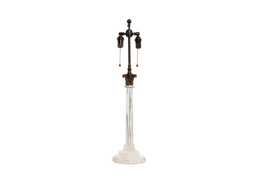 Cut Crystal Regency Column Table Lamp With Gilt Bronze Capital, Default