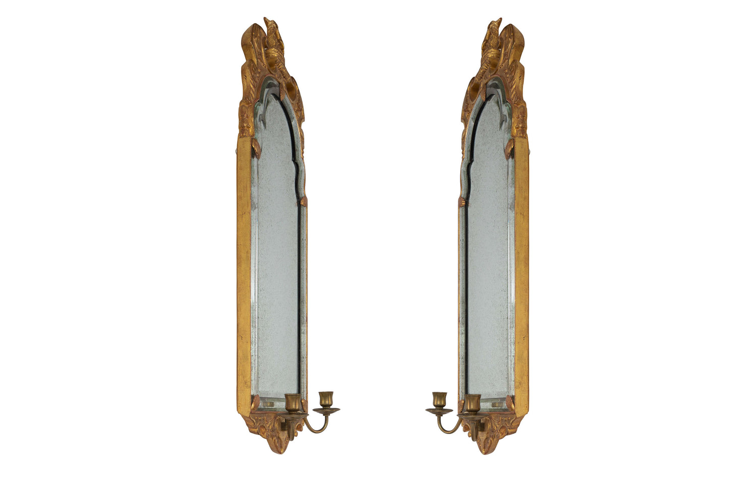 Giltwood ,Gesso And Mirror Venetian Style Left And Right Two Lig