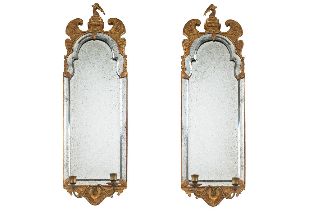 Giltwood ,Gesso And Mirror Venetian Style Left And Right Two Lig Default