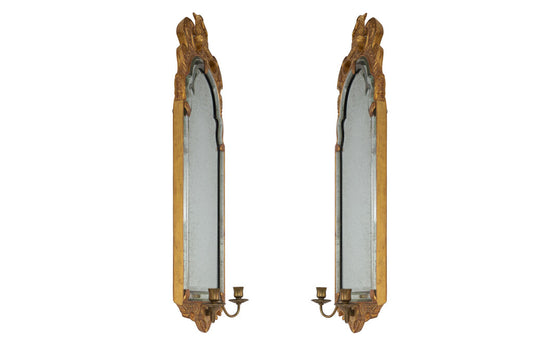 Giltwood ,Gesso And Mirror Venetian Style Left And Right Two Lig Default