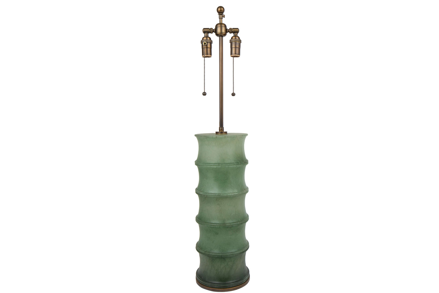 Hand Carved Green Colored  Alabaster Bamboo Motif Table Lamp
