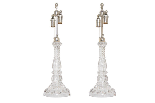 Sandwich Glass Lamps, American Late 19th Century Default
