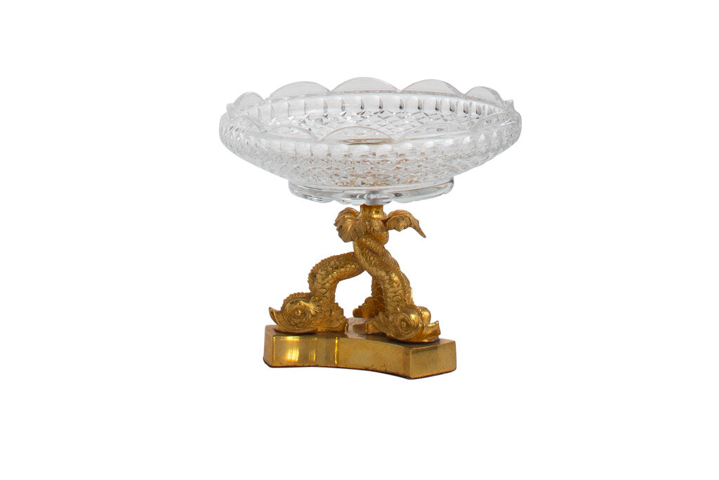 Gilt Bronze And Cut Crystal Empire Bon Bon Dish, France 19th Cen Default