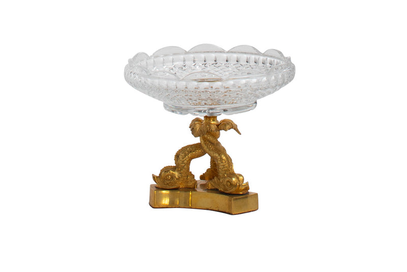 Gilt Bronze And Cut Crystal Empire Bon Bon Dish, France 19th Cen