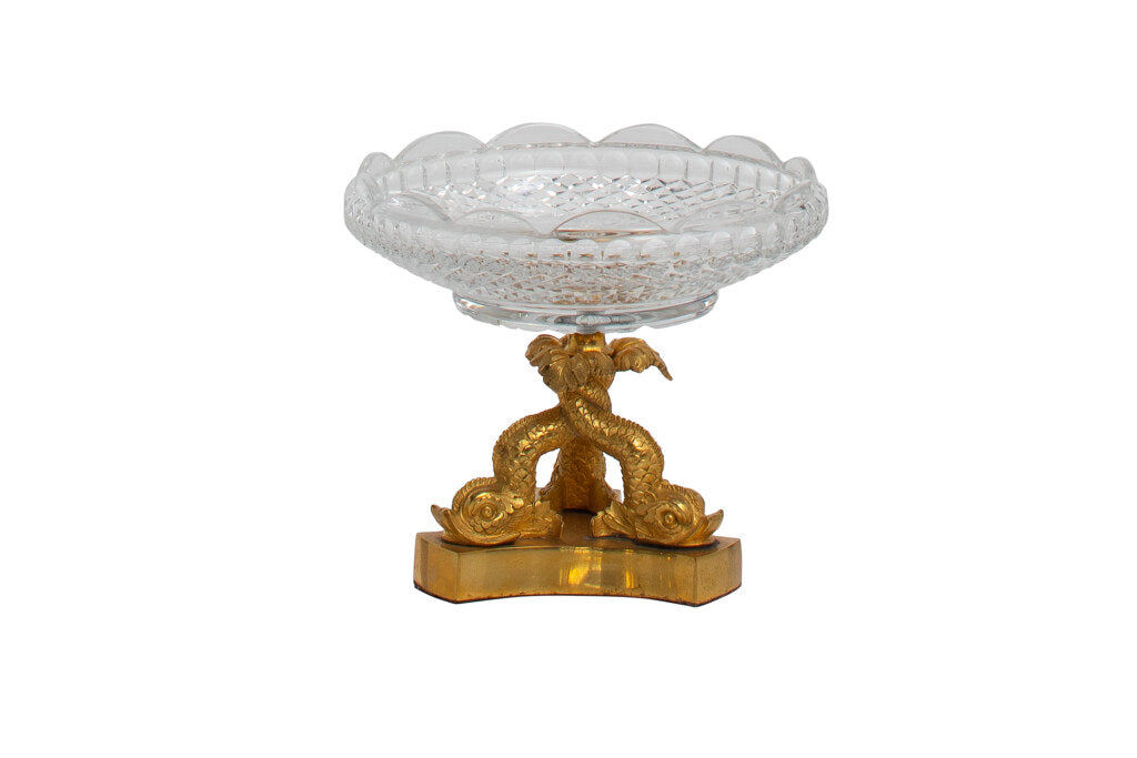 Gilt Bronze And Cut Crystal Empire Bon Bon Dish, France 19th Cen Default