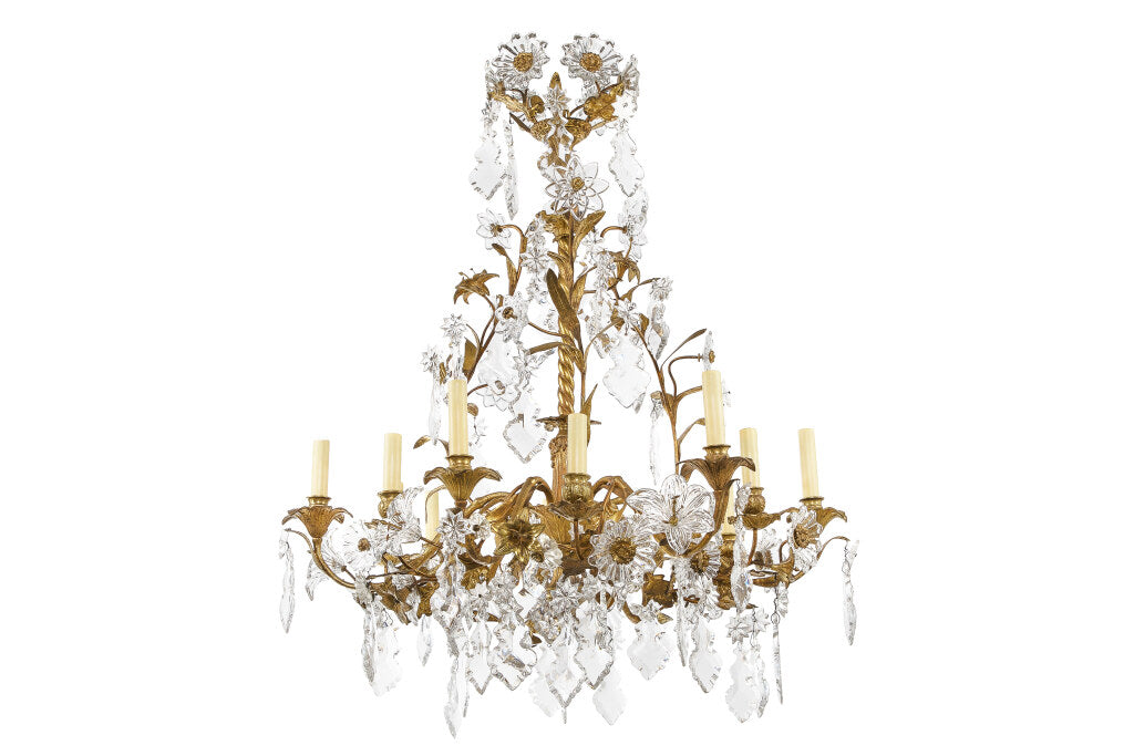 Gilt Bronze With Crystal Pendalogues L.XV Style Twelve Light Cha Default