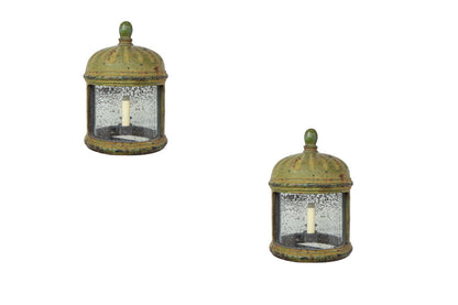 Polychrome Iron And Curved Panel Glass Mirror Backed One Light W Default