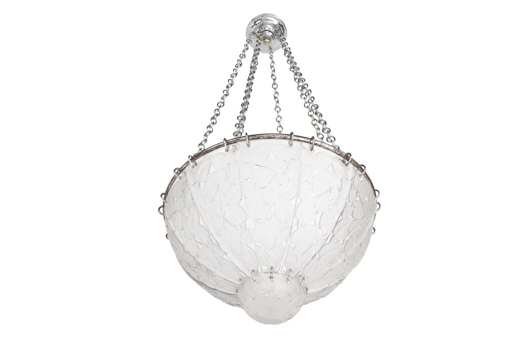 Molded Glass Art Deco Pendant "FEUILLES DE CHARME"  By R. LALIQU Default