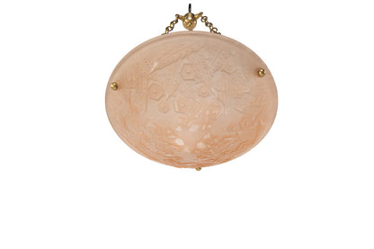 Molded Glass Rose Colored Art Deco Three Light Pendant With Geom Default