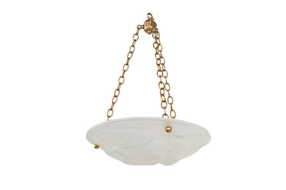 Molded Glass Motif Art Deco Three Light Pendant With Heron Motif Default