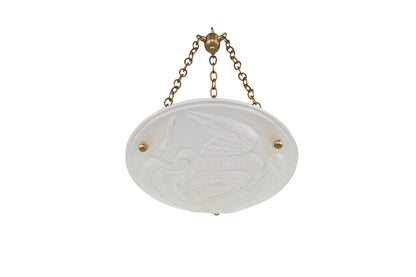 Molded Glass Motif Art Deco Three Light Pendant With Heron Motif Default