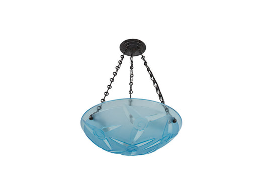 Molded Blue Glass Art Deco Pendant With Geometric Floral Motif B Default