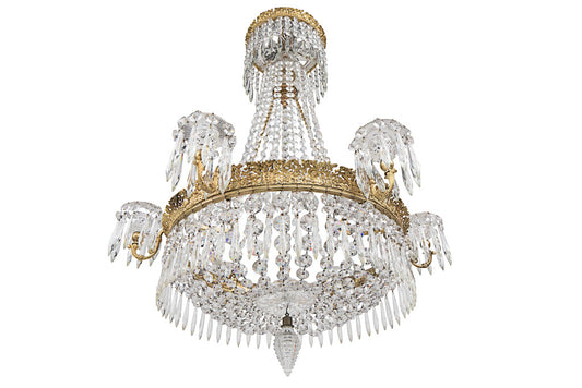 Gilt Bronze And Cut Crystal Regency Style Six Light Chandelier, Default