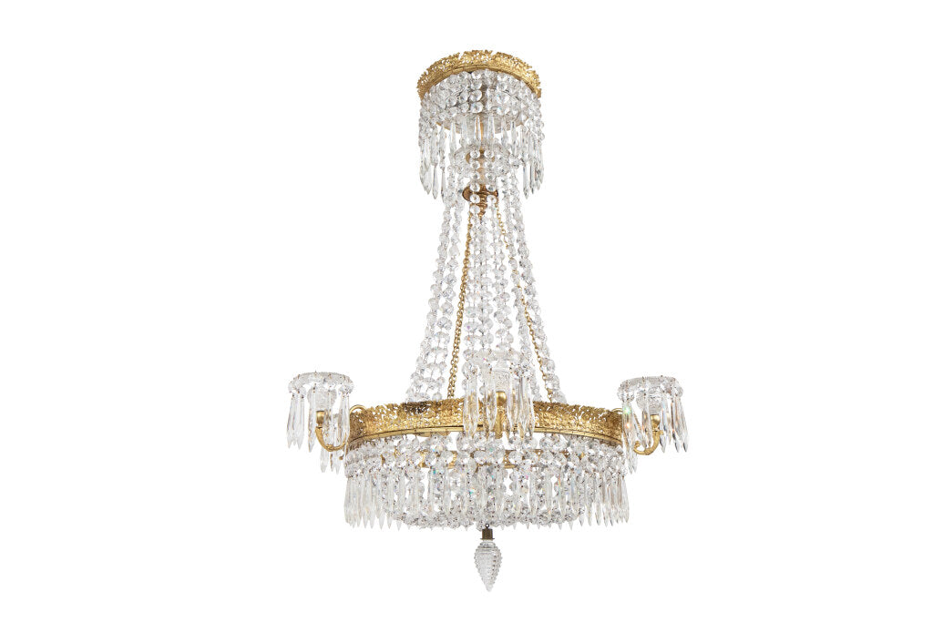 Gilt Bronze And Cut Crystal Regency Style Six Light Chandelier, Default