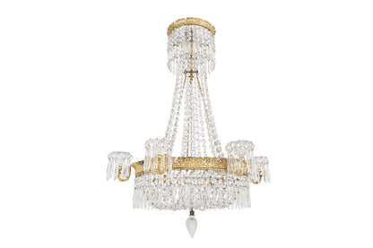 Gilt Bronze And Cut Crystal Regency Style Six Light Chandelier, Default