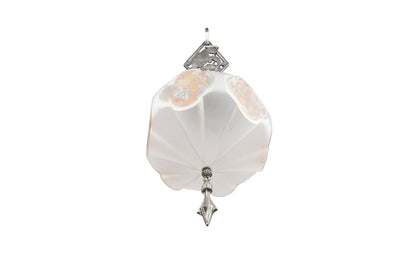 Hand Painted And Frosted  Glass Secessionist Spelter Pendant, Au Default