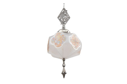 Hand Painted And Frosted  Glass Secessionist Spelter Pendant, Au Default
